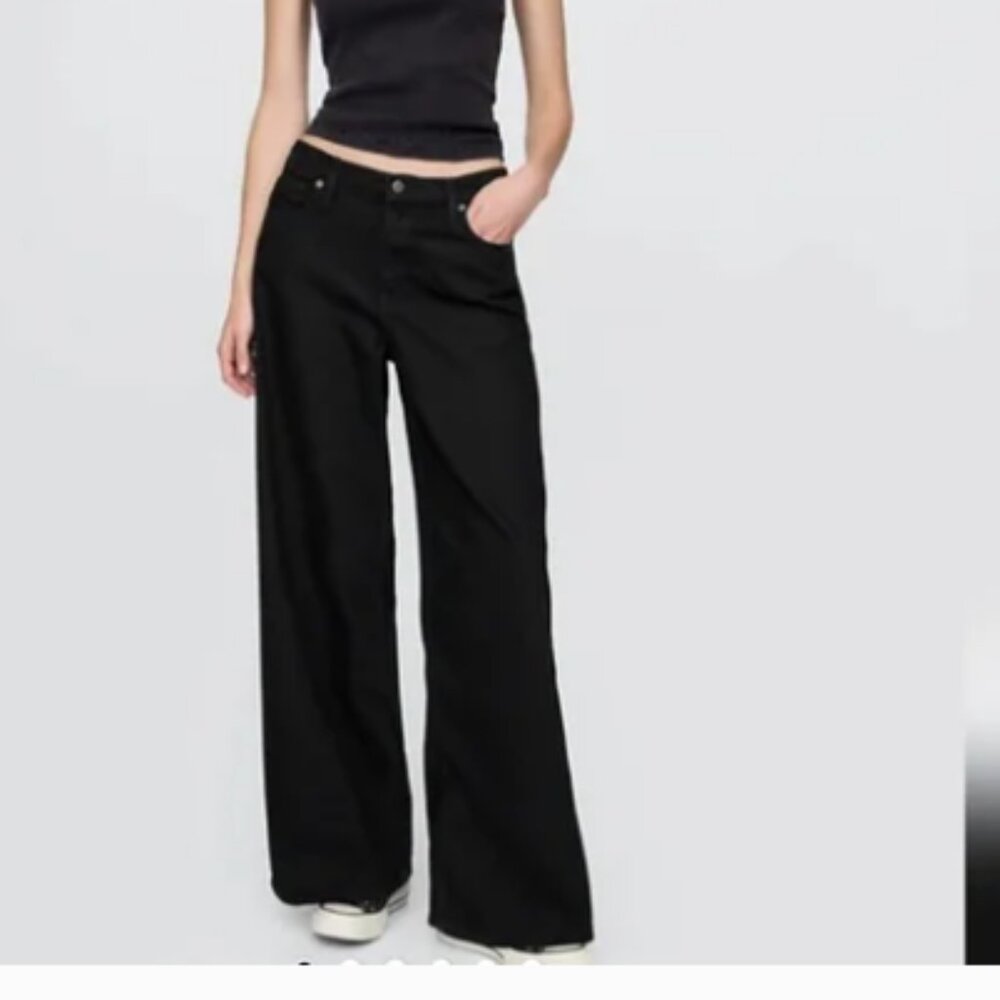 GAP Black Baggy Mid Rise Jeans